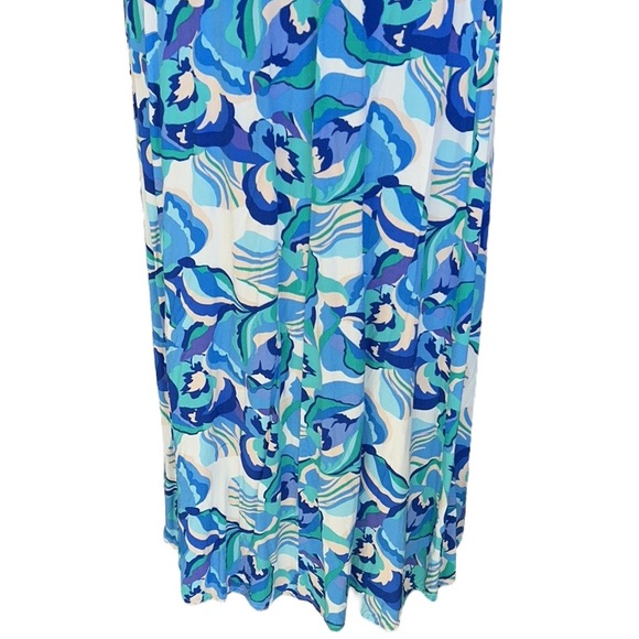 Anthropologie Abel the Label Blue Green Floral Print Tie Back Midi Dress - XS - Picture 8 of 13